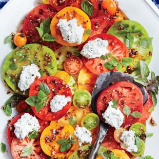 Tomato Salad with Herbed Ricotta and Balsamic Vinaigrette