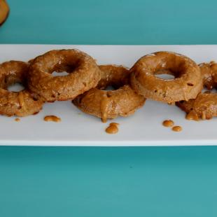 Whole Wheat Baked Banana Donuts with Peanut Butter Glaze