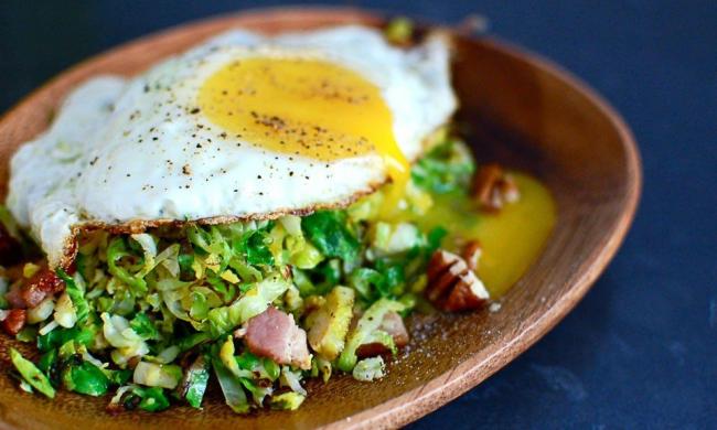 Egg with Bacon + Brussels Sprout Hash